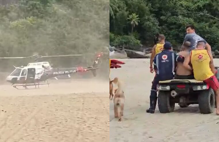 Família com duas crianças se afoga após ser arrastada por onda em praia de Ilhabela