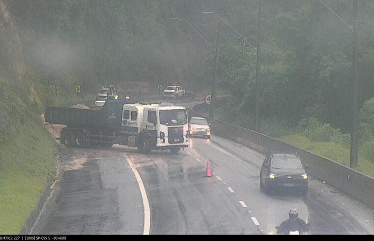 Deslizamento de terra interdita trecho da Rodovia dos Tamoios