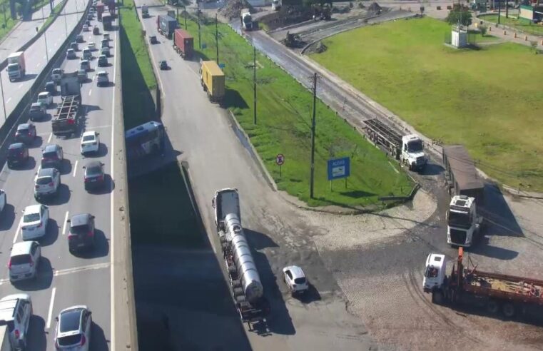 Rodovias lotadas no litoral paulista durante o feriado