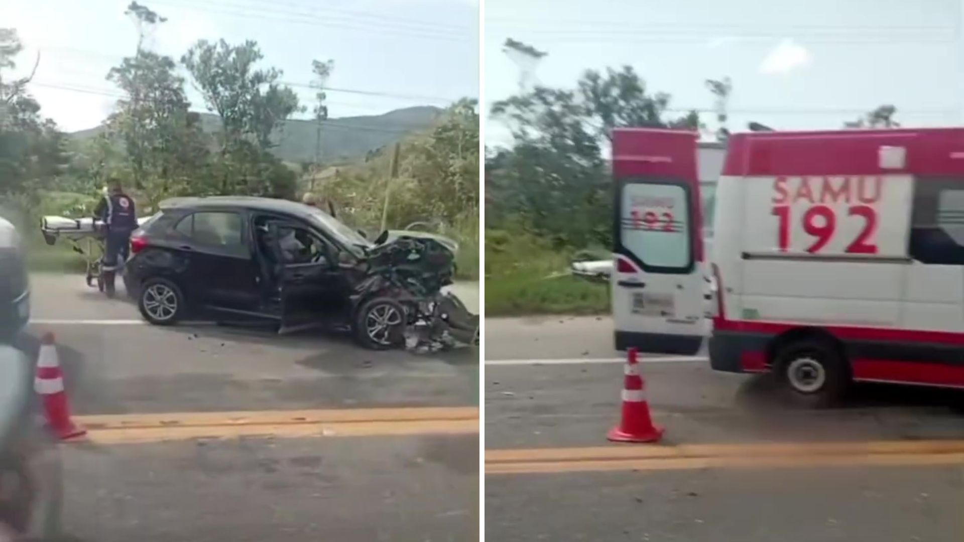 Carros colidem de frente na rodovia Rio-Santos