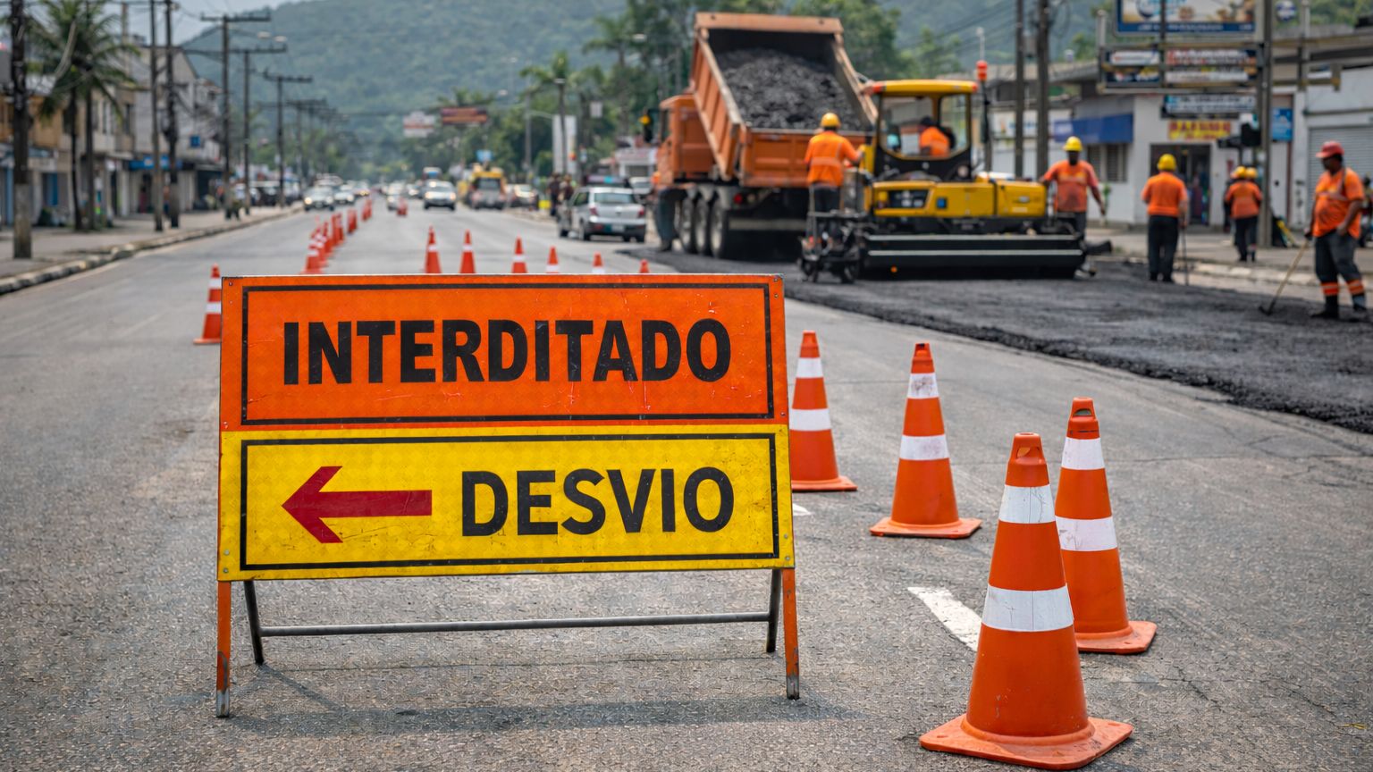 Cubatão: Avenida fechada por obras