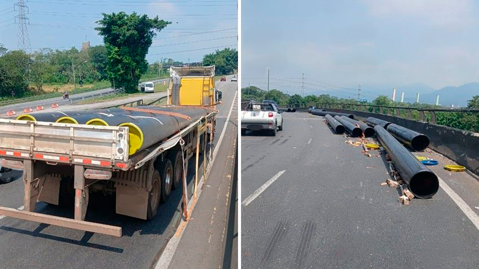 Derramamento de carga bloqueia rodovia da Baixada Santista