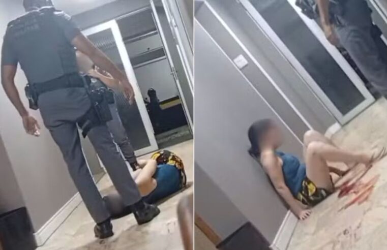 Policial militar chuta rosto de mulher durante ocorrência em São Vicente