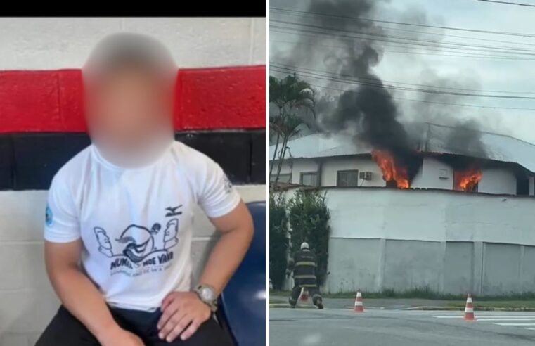 Homem que incendiou escola em Bertioga internado por transtornos psíquicos