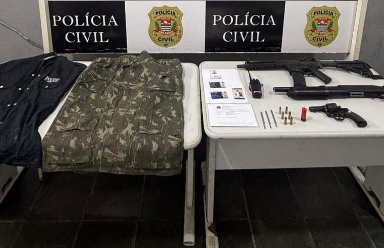Polícia apreende arma e objetos em investigação de roubo no Guarujá