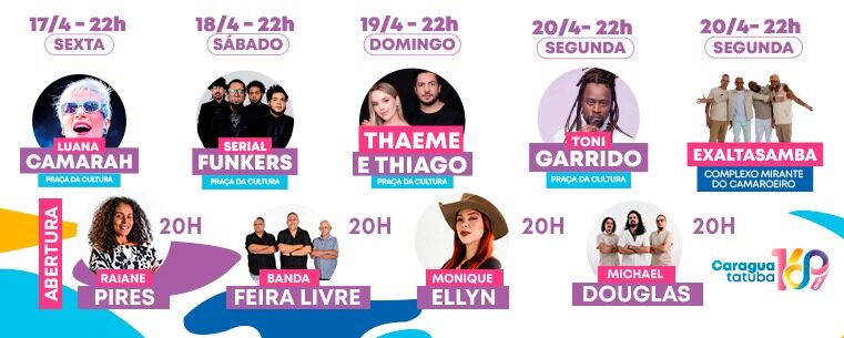 Caraguatatuba comemora 169 anos de emancipação com shows e atrações