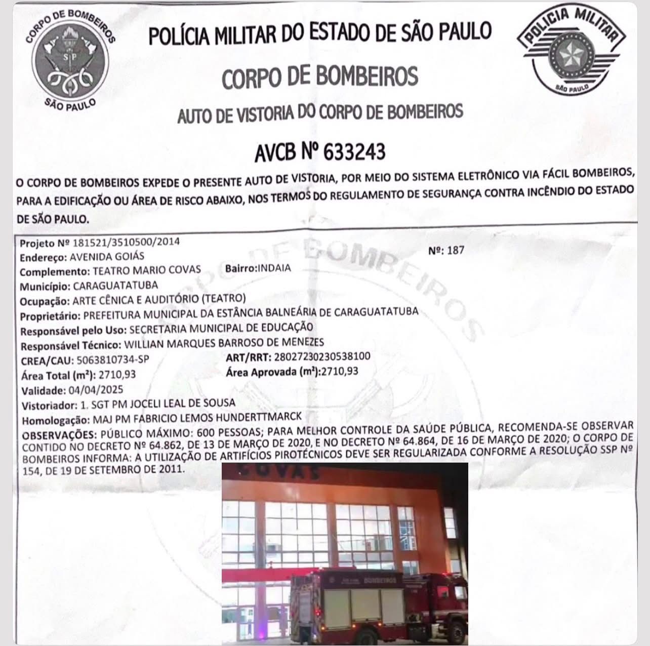 Teatro Mario Covas opera sem AVCB