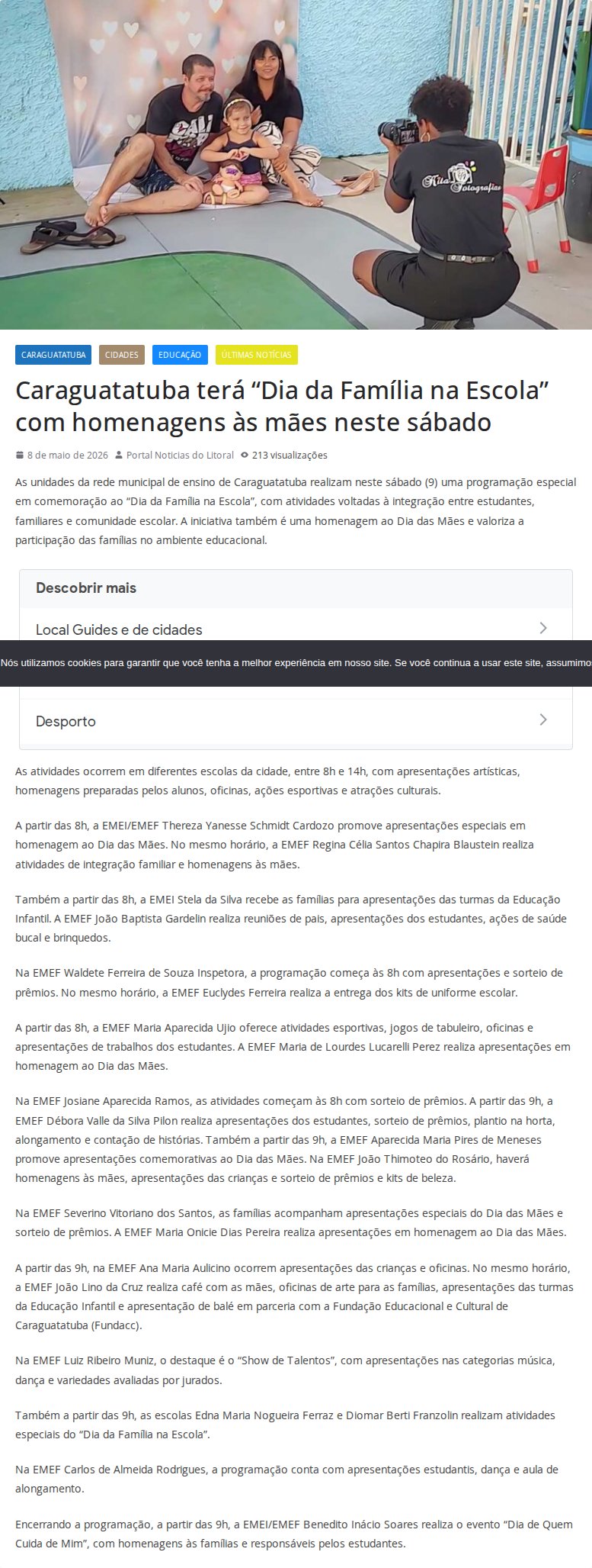 Escolas de Caraguatatuba promovem Dia da Família