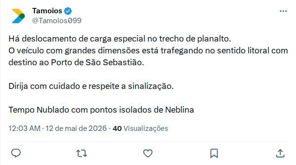 Carga especial desvia por planalto em direção ao Porto