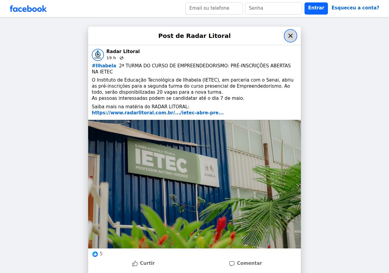 Pré-inscrições abertas para curso de empreendedorismo em Ilhabela