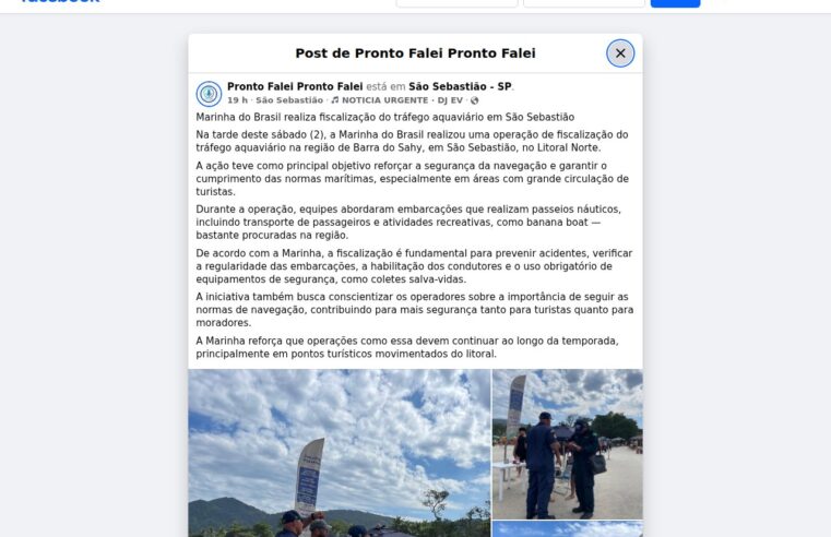 Marinha do Brasil realiza fiscalização do tráfego aquaviário