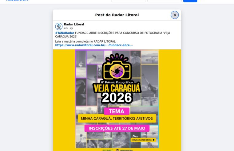 Fundacc abre inscrições para concurso de fotografia em Caraguatatuba