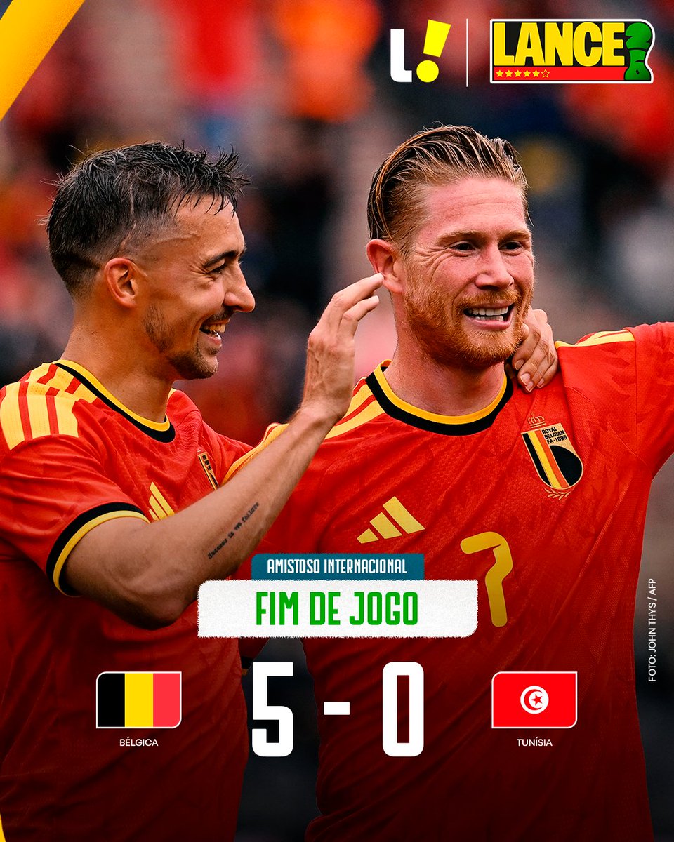 Bélgica goleia Tunísia por 5 a 0