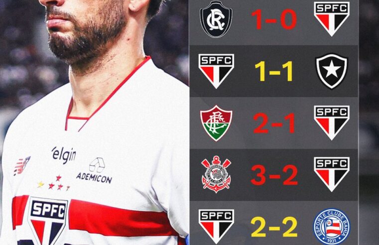 São Paulo chega a cinco jogos sem vitória