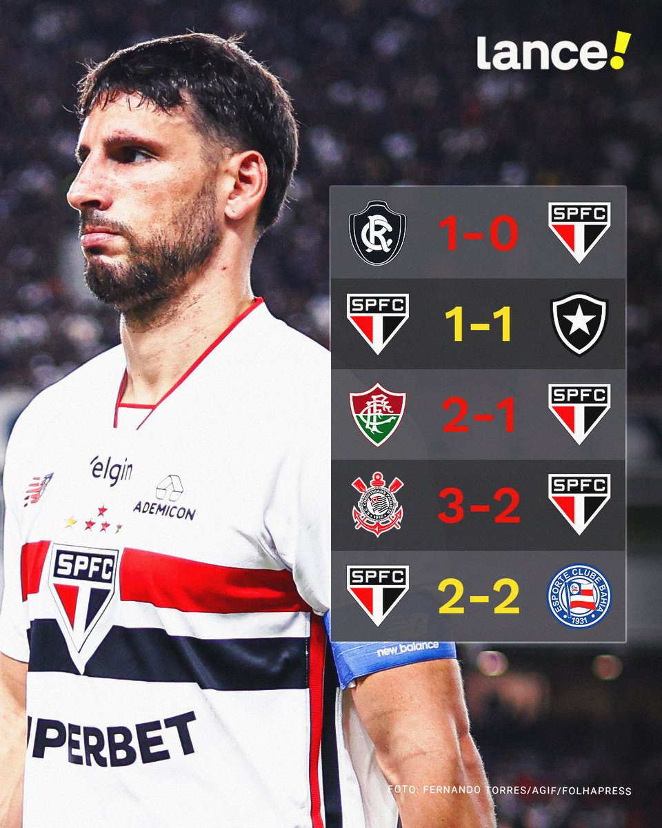 São Paulo chega a cinco jogos sem vitória