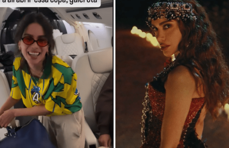Anitta embarca para EUA e improvisa rap