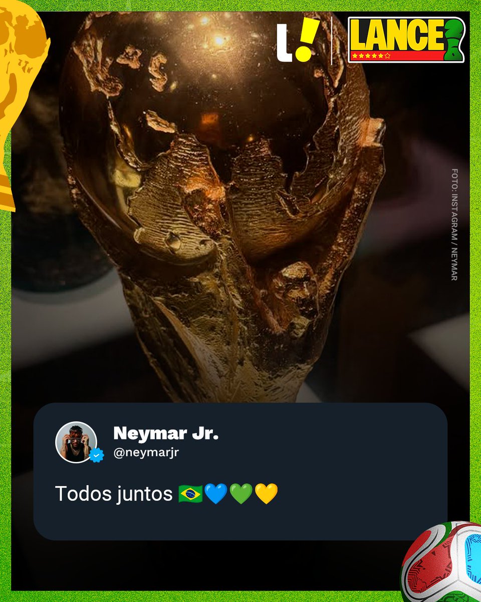 Neymar exibe taça em post nas redes