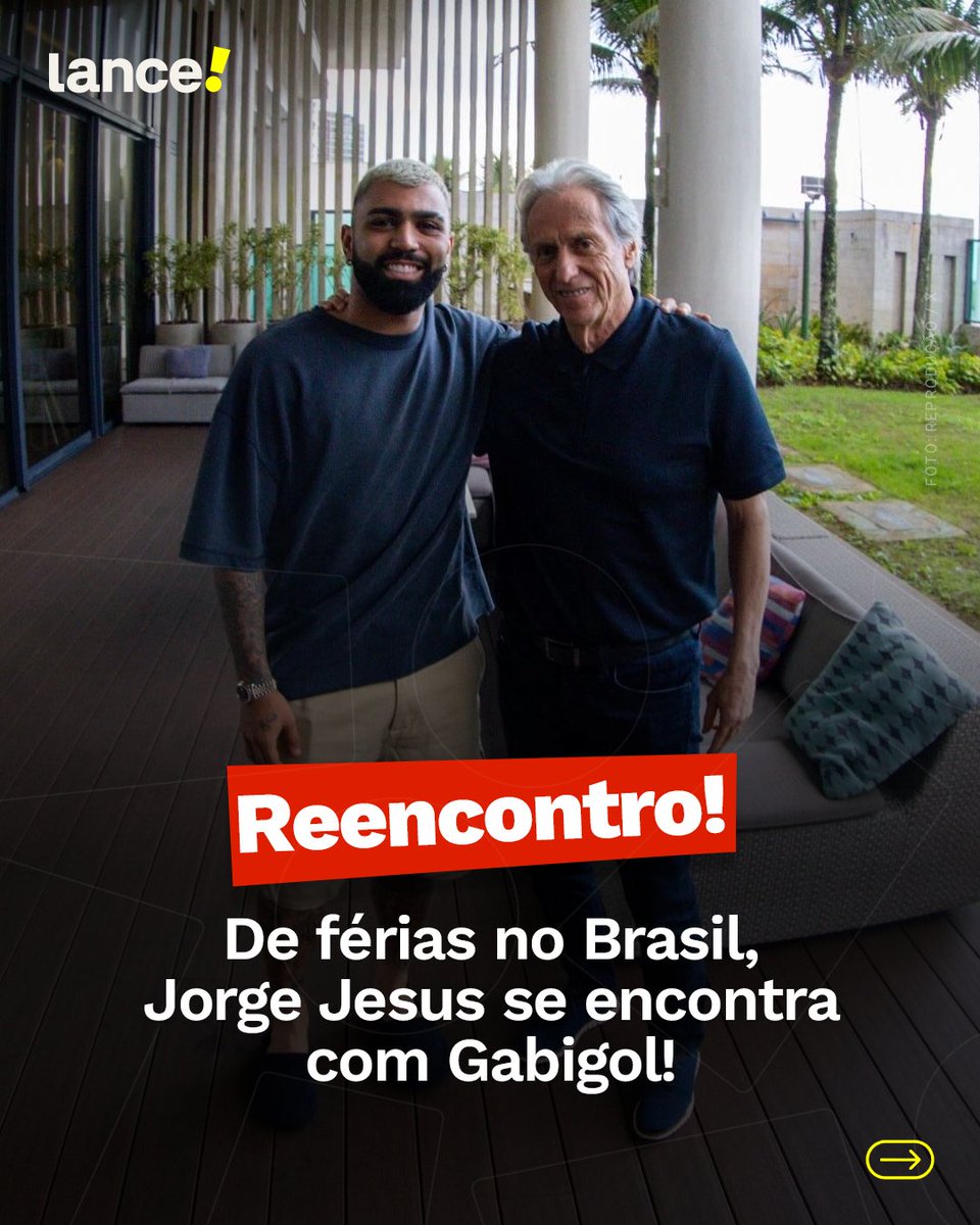 Jorge Jesus reencontra Gabigol durante pausa da Copa