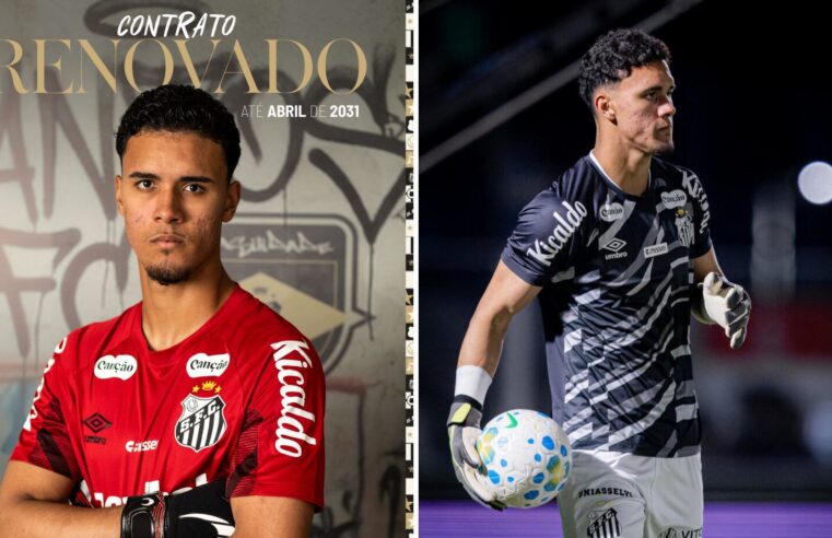 Goleiro João Pedro renova contrato com o Santos