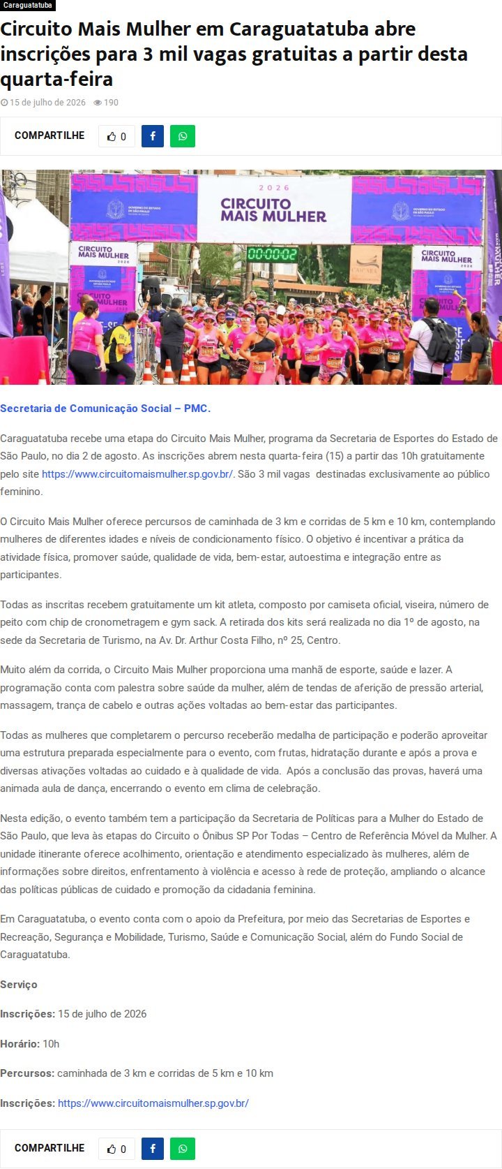 Caraguatatuba abre inscrições para 3 mil vagas gratuitas