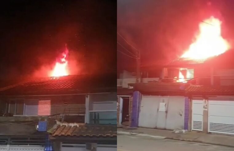 Incêndio atinge sobrado no bairro Vista Linda em Bertioga
