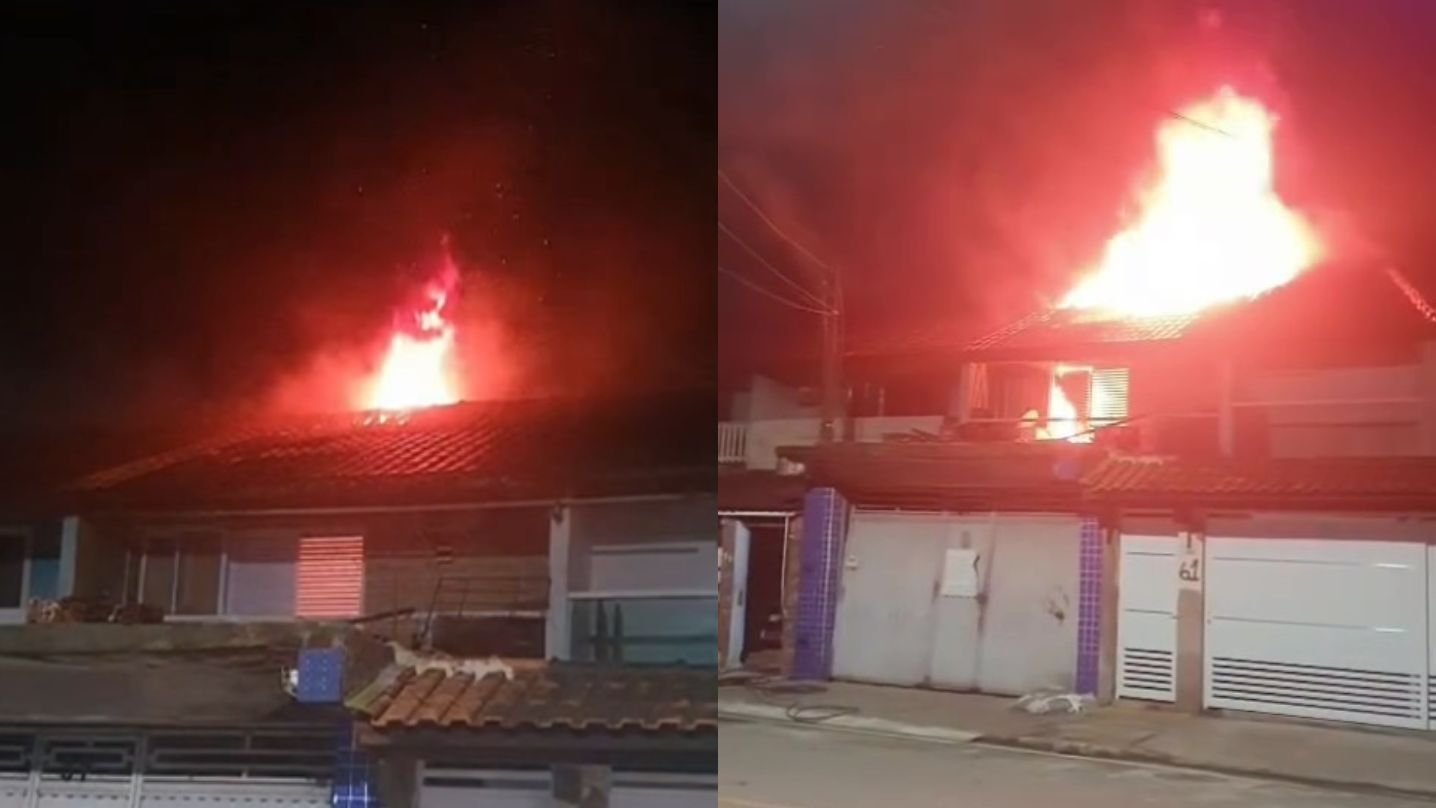 Incêndio atinge sobrado no bairro Vista Linda em Bertioga