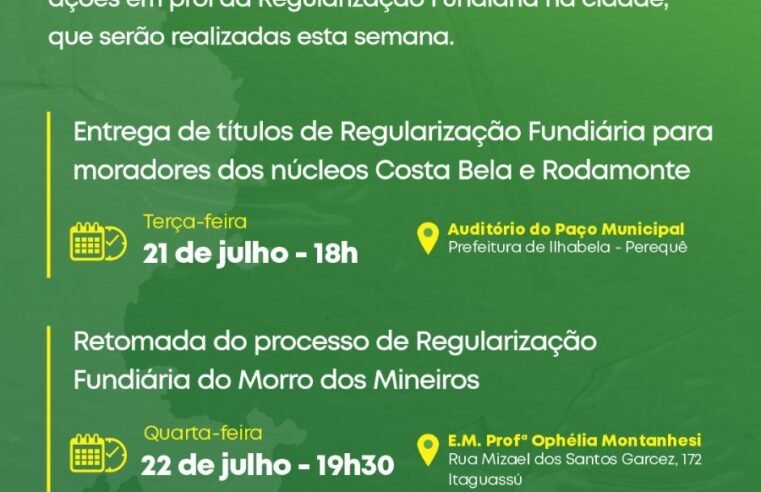 Ilhabela realiza ações de Regularização Fundiária