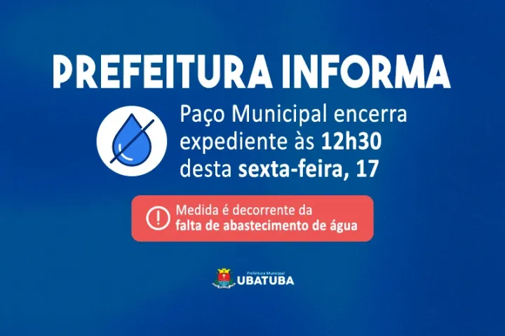 Paço Municipal de Ubatuba fecha às 12h30 devido
