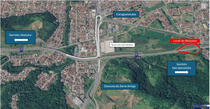 Retorno do Contorno Norte em Caraguatatuba é bloqueado