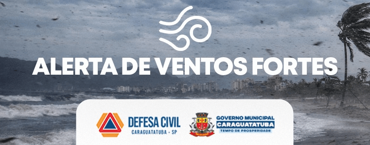 Caraguatatuba suspende aulas e alerta vento de 90 km/h