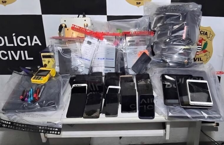 Polícia fecha central clandestina de desbloqueio em Bertioga