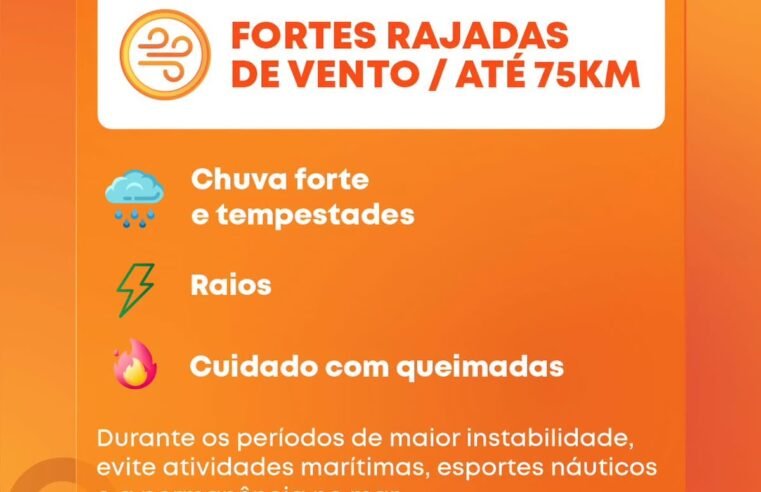Ilhabela alerta para ventos de até 75 km/h nesta