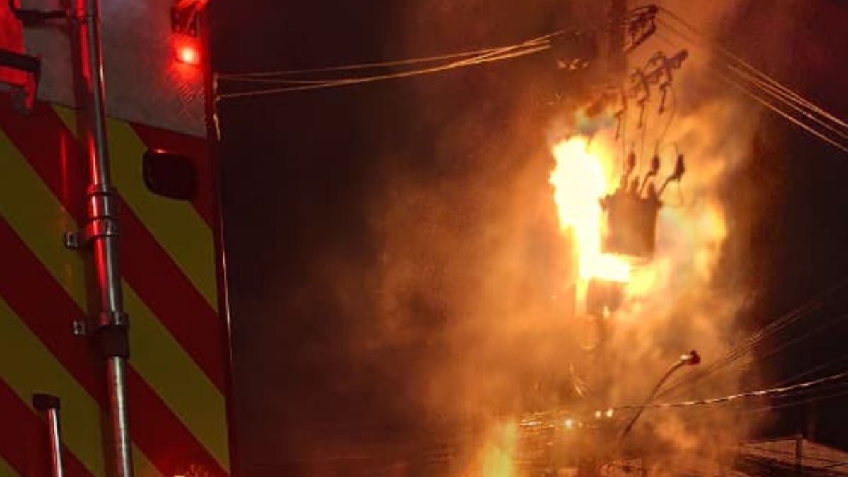 Incêndio atinge transformador de energia em Caraguatatuba