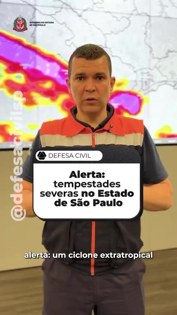 Defesa Civil alerta tempestade severa em interior de SP
