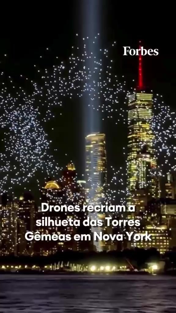Drones iluminam Nova Iorque em homenagem a 9/11