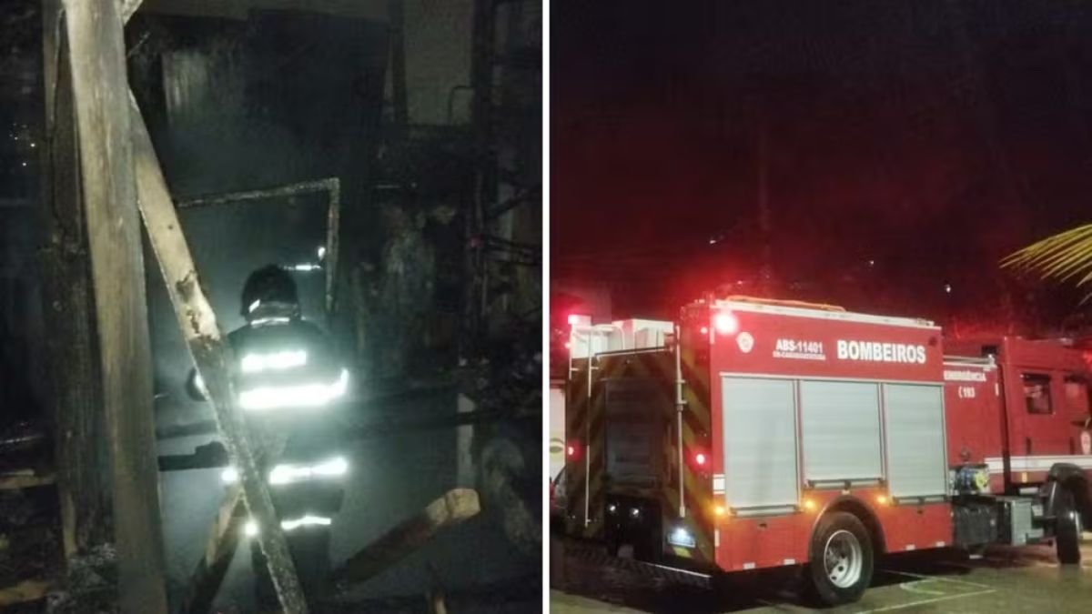 Incêndio queima casa de madeira em Caraguatatuba