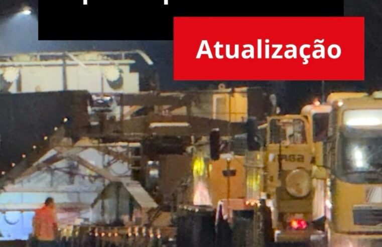 Transformador de 845 toneladas retoma deslocamento na Tamoios