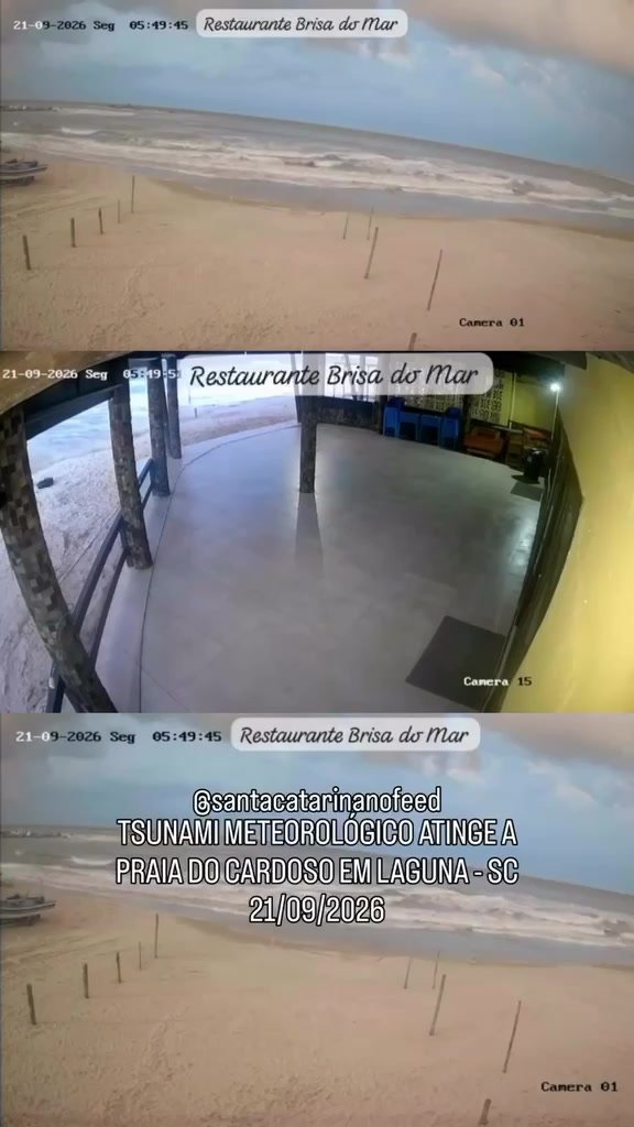 Tsunami meteorológico invade restaurante em Laguna