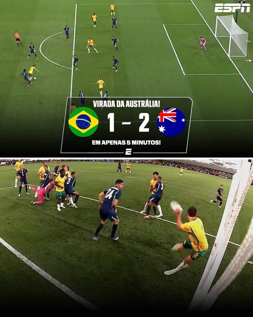 Austrália vira jogo contra Brasil em 5 minutos