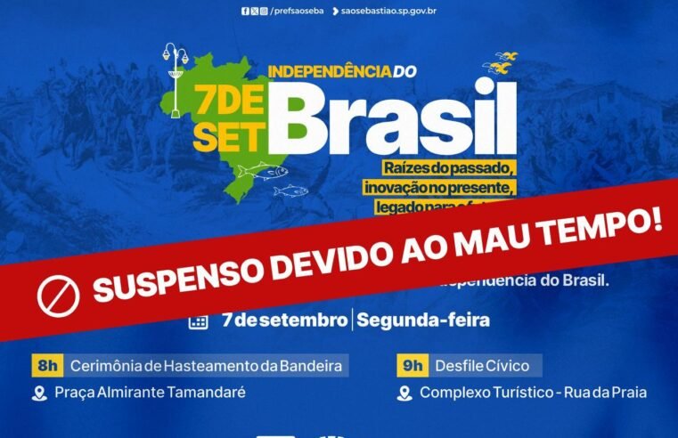 São Sebastião suspende desfile de 7 de setembro