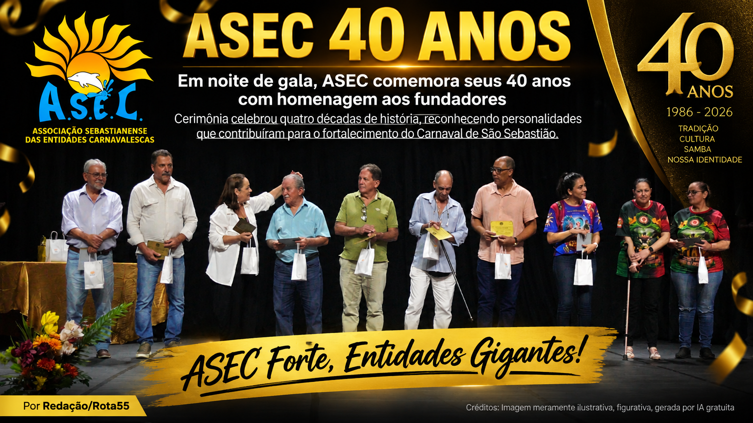 Em noite de gala, ASEC comemora seus 40 anos com homenagem aos fundadores