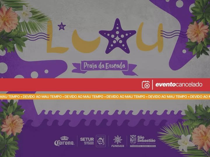 Prefeitura cancela Luau da Enseada por previsão de chuva intensa e rajadas de vento no sábado
