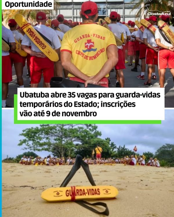 Ubatuba abre 35 vagas temporárias para guarda-vidas