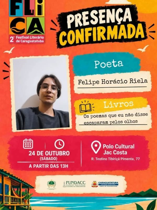 Poeta Felipe Horácio Riela estreia no 2º FLICA
