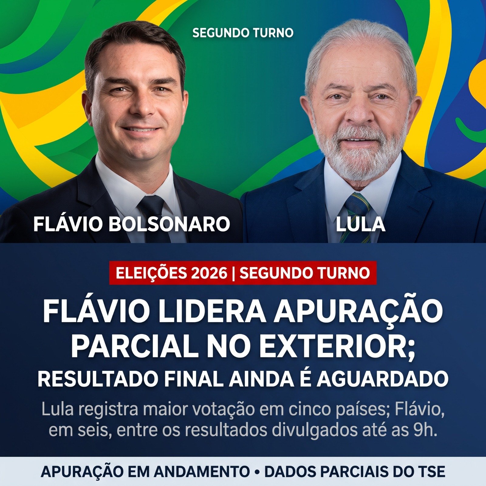 Flávio Bolsonaro lidera votação parcial no exterior